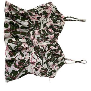 Parker tropical print peplum spaghetti straps crop top